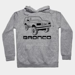 1987-1991 Ford Bronco w/Tires, Black Print Hoodie